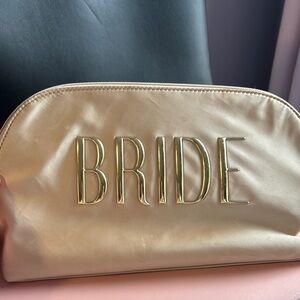 Cream Cosmetic Bag with Embossed Bride Design